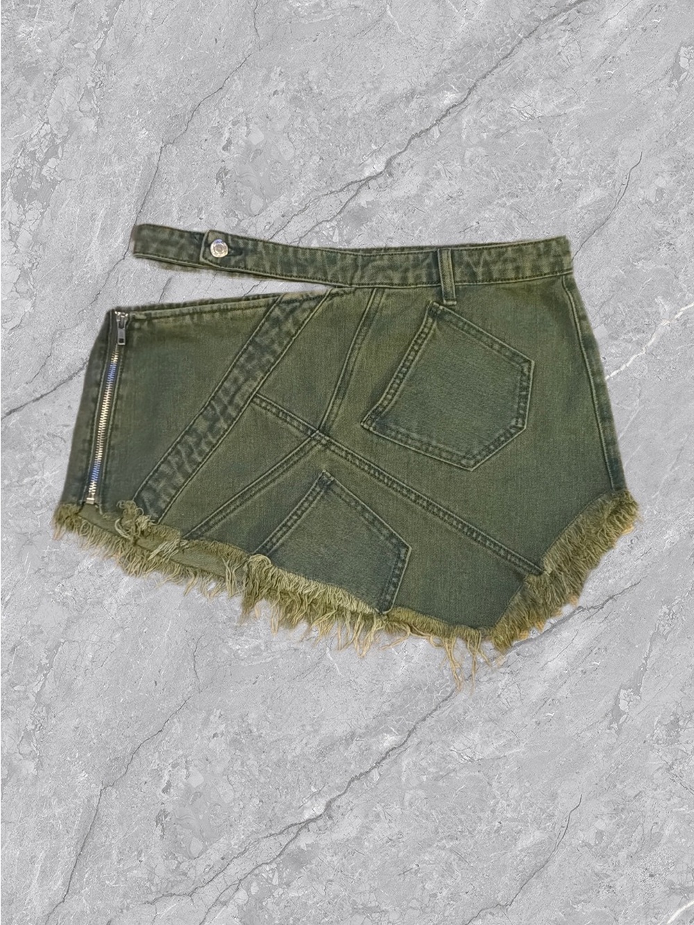 Acid Wash Frayed Asymmetrical Skirt NEW WITH TAGS